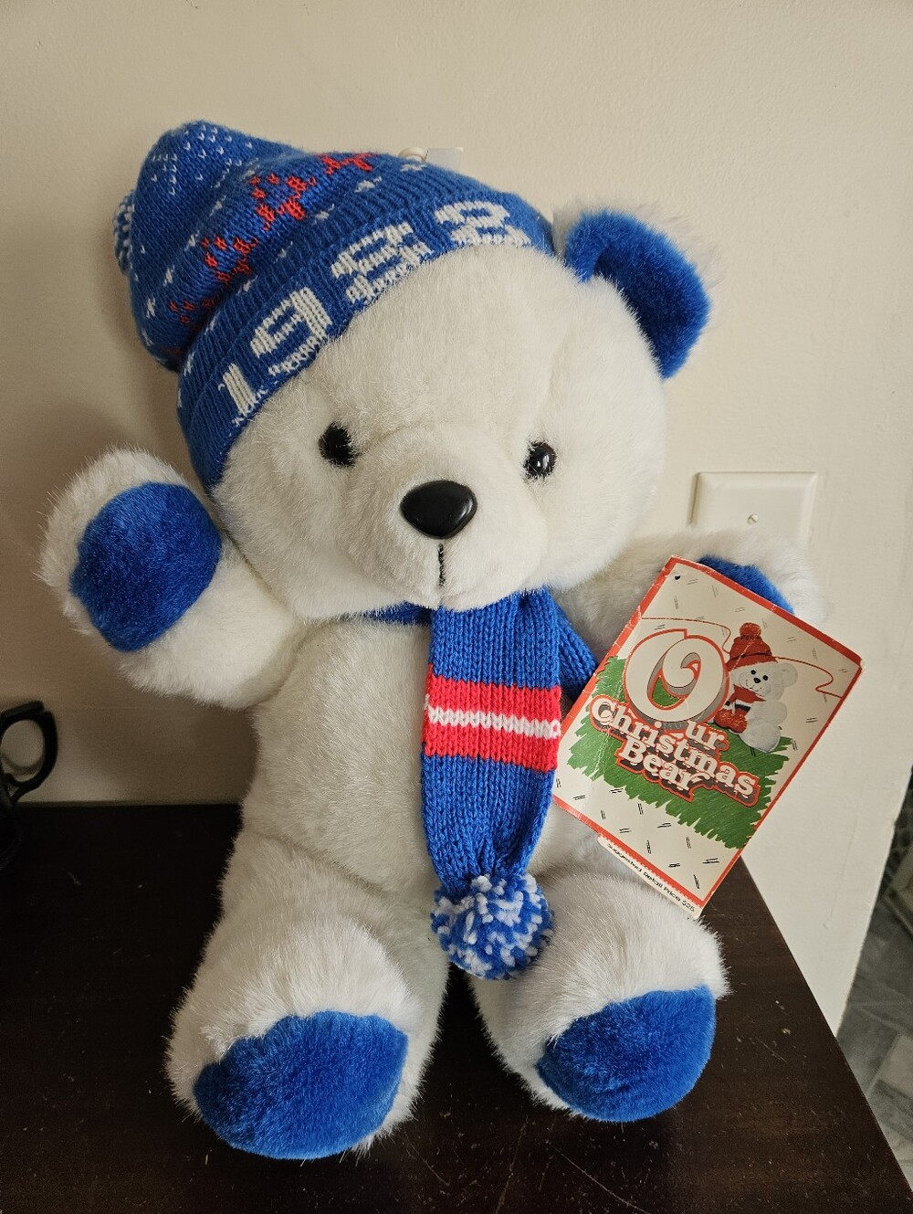Vintage 1988 White K-Mart Christmas Bear. New!